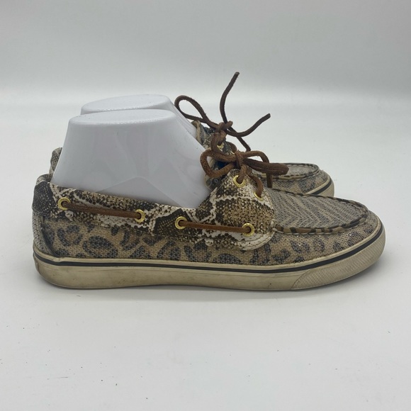 Sperry Leopard Print Clear Sequin Classic Boat Shoes - Picture 7 of 10
